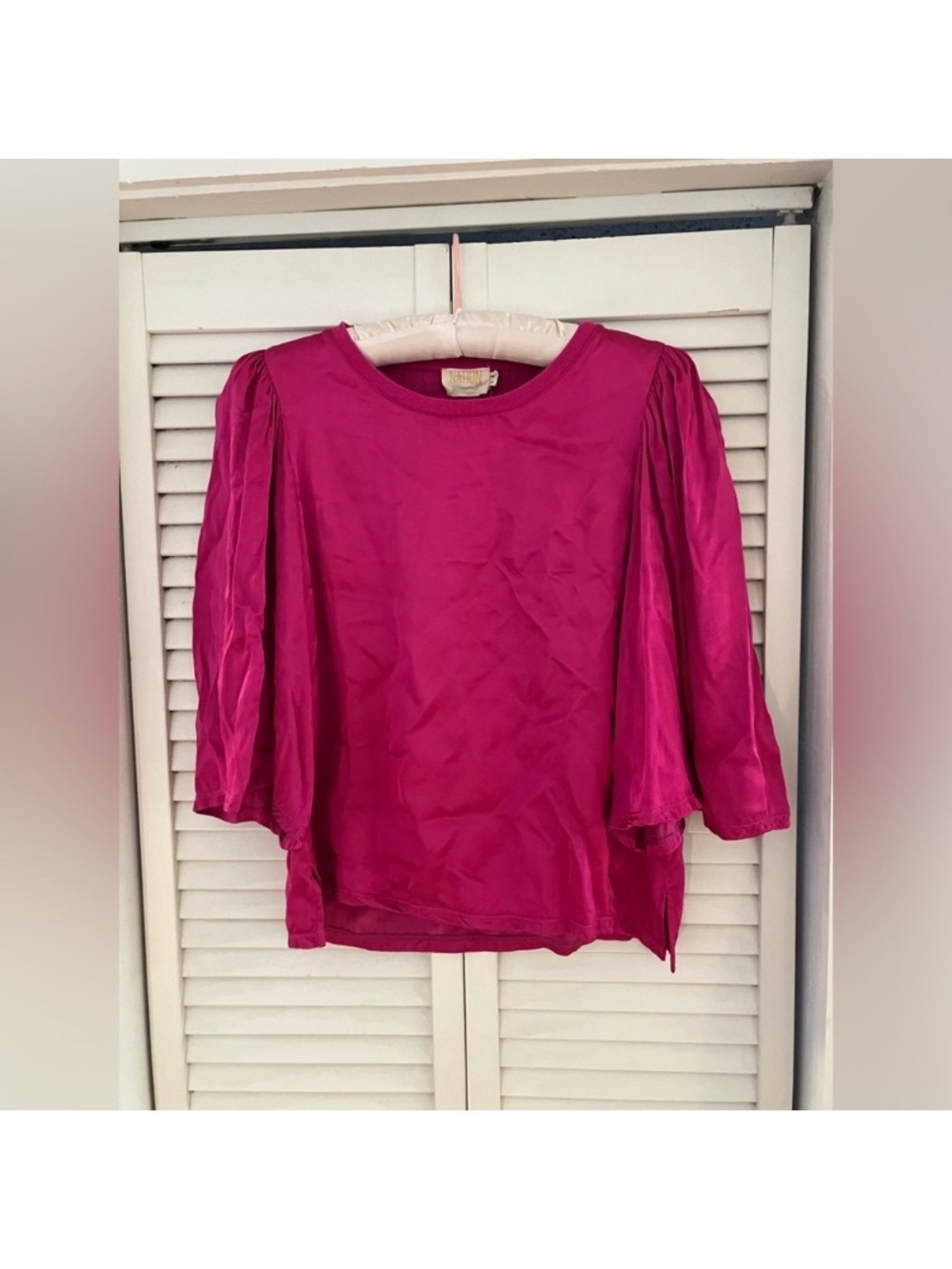 Nation LTD Donna Satin Bell Sleeve Top Small - Picture 3 of 10